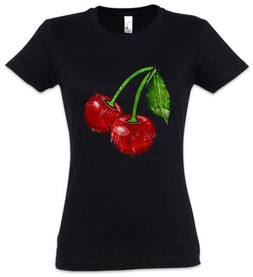 Oldschool Cherries Vintage Logo I Damen T-Shirt Cherry Pin-Up Tattoo Kirschen