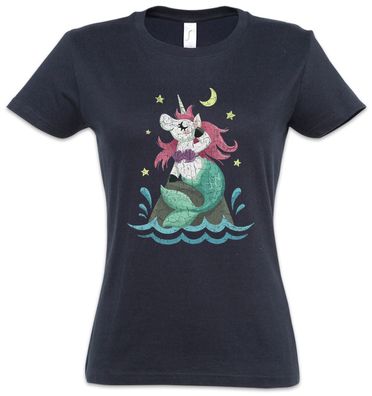 Unimaid Night Damen T-Shirt Mermaid Unicorn Fun Rainbow Einhorn Meerjungfrau