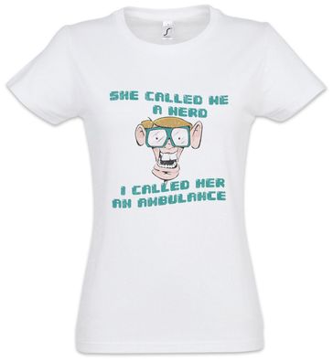 She Called Me A Hero Damen T-Shirt Fun Geek Nerd Doctor Dr. Arzt Doktor Brille