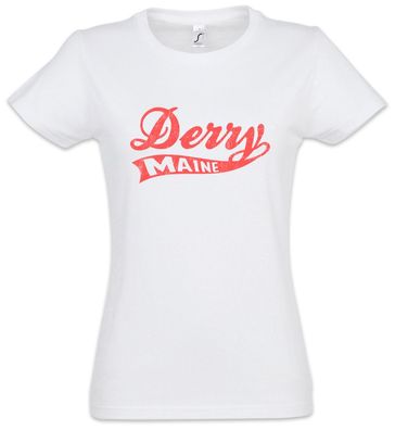 Derry Maine Damen T-Shirt The Dark Symbol Sign Logo Tower City Stadt Stadtschild