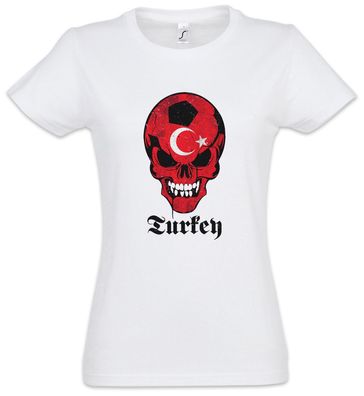 Turkey Turkish Football Skull Flag Damen T-Shirt Flagge Schädel Fan Fußball Türkiye