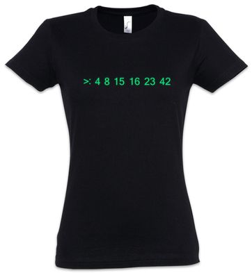 Lost Code Damen T-Shirt Zahl Zahlen Lotto Computer Island Hugo Hurley Dharma
