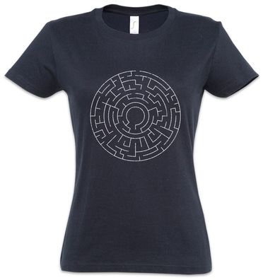 Circle Maze II Damen T-Shirt Labyrinth Mystik Hypnose Hypnotize Spirale Symbol