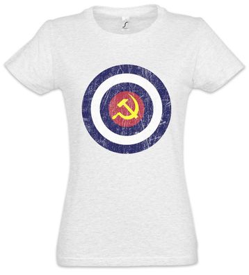 Captain Communism Damen T-Shirt America Fun Hammer & Sickle Sichel Kommunismus