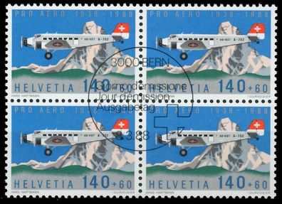 Schweiz Flugmarken Nr 1369 zentrisch gestempelt Viererblock X075ADE