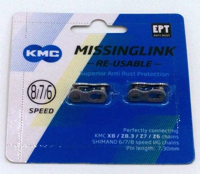KMC Missing Link Kettenschloss 2er 7/8 Speed (KMC, Shimano) 7,3mm PIN