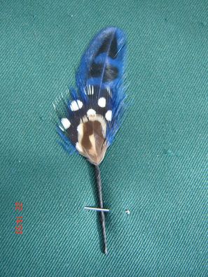 kleine Hutfeder Hutschmuck blau sz weiß Feder ca 4,5-5 cm für Herrenhut Art 24-251