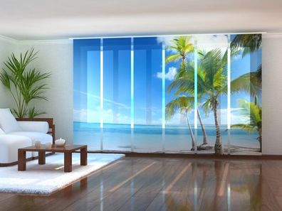 Schiebegardine "Palmen am Strand" Flächenvorhang Gardine Vorhang mit 3D Druckmotiv