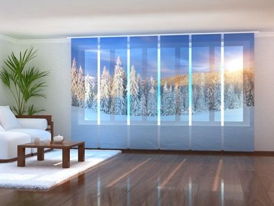 Schiebegardine "Sonnenaufgang im Winter" Flächenvorhang Gardine mit 3D Druckmotiv