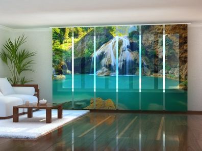 Schiebegardine "Wasserfall im Dschungel" Flächenvorhang Gardine mit 3D Druckmotiv