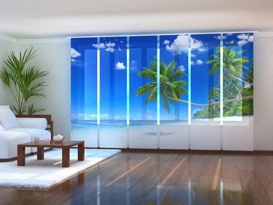 Schiebegardine "Tropischer Paradies" Flächenvorhang Gardine Vorhang mit 3D Druckmotiv