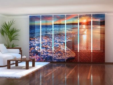 Schiebegardine "Wellen bei Sonnenuntergang" Flächenvorhang Gardine mit 3D Druckmotiv
