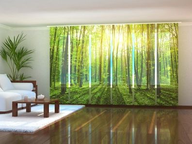 Schiebegardine "Sonnenstrahlen im Wald 2" Flächenvorhang Gardine mit 3D Druckmotiv