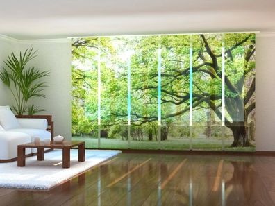 Schiebegardine "Grüner Baum" Flächenvorhang Gardine Vorhang mit 3D Druckmotiv