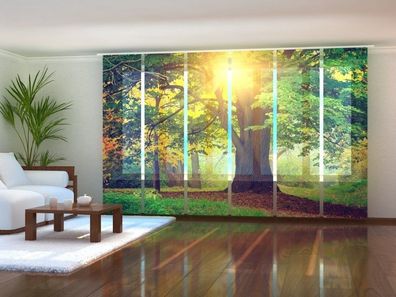 Schiebegardine "Grosser grüner Baum" Flächenvorhang Gardine Vorhang mit 3D Druckmotiv