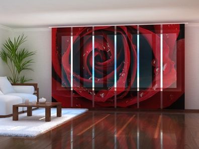 Schiebegardine "Rote Rose" Flächenvorhang Gardine Vorhang mit 3D Fotomotiv