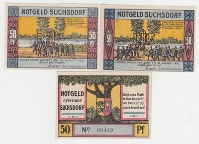 3 Banknoten Notgeld Gemeinde Suchsdorf um 1921