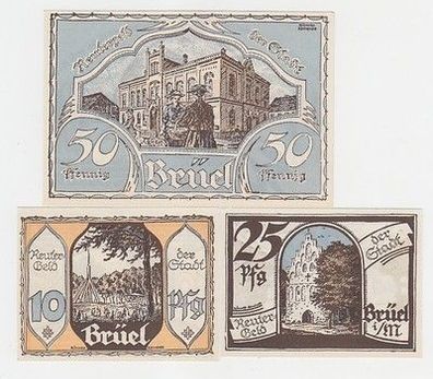 kompl. Serie mit 3 Banknoten Notgeld Reutergeld der Stadt Brühl um 1922