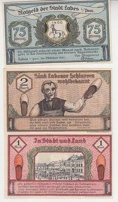 3 Banknoten Notgeld Stadt Labes Lobez Pommern 1921