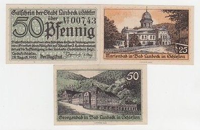 3 Banknoten Notgeld Stadt Landeck Ledyczek in Schlesien 1921