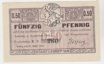 50 Pfennig Banknote Notgeld StadtLennep 1918
