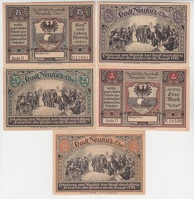 5 Banknoten Notgeld Sparkasse Neusalz an der Oder Nowa Sol Schlesien um 1921