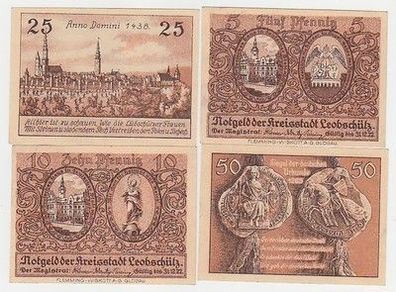 4 Banknoten Notgeld Stadt Leobschütz Glubczyce Oberschlesien um 1921