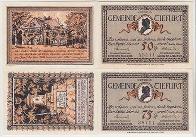 kompl. Serie 4 Banknoten Notgeld Gemeinde Tiefurt 1921