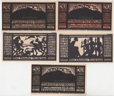 kompl. Serie 5 Banknoten Notgeld Stadt Freyburg an der Unstrut 1921 (107320)