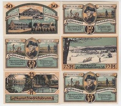 kompl. Serie 6 Banknoten Notgeld Stadt Friedrichsbrunn 1921