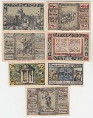 7 Banknoten Notgeld Stadt Glogau Glogow Schlesien 1920