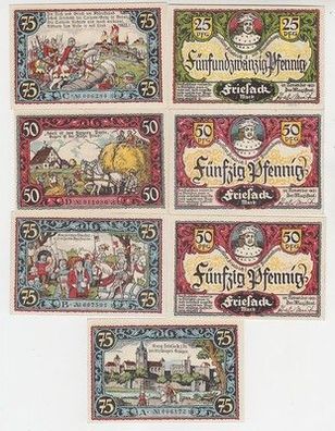 7 Banknoten Notgeld Stadt Friesack 1921