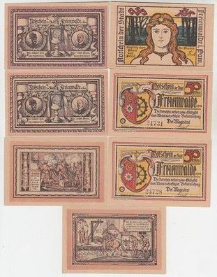 7 Banknoten Notgeld Stadt Freienwalde Chociwel in Pommern um 1922