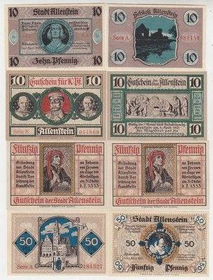 8 Banknoten Notgeld Stadt Allenstein Olsztyn in Ostpreussen 1921