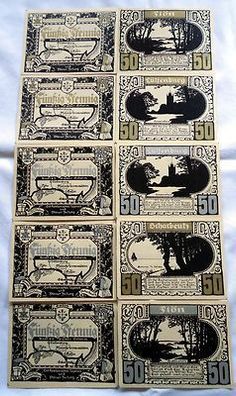 kompl. Serie mit 10 Banknoten Notgeld Holsteinische Schweiz um 1921