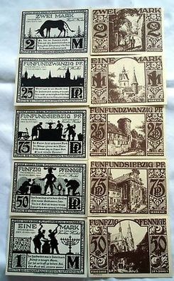 kompl. Serie mit 10 Banknoten Notgeld Stadt Paderborn 1921
