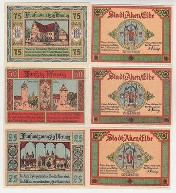 kompl. Serie mit 6 Banknoten Notgeld Stadt Aken 1921