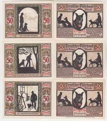 kompl. Serie mit 6 Banknoten Notgeld Oldenburg Dt. Verein für Sanitätshunde 1921