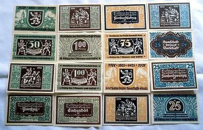 kompl. Serie mit 16 Banknoten Notgeld Städtische Sparkasse Glatz Volkslieder 1921