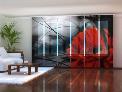 Schiebegardine "Rot und Schwarz" Flächenvorhang Gardine Vorhang mit 3D Fotomotiv