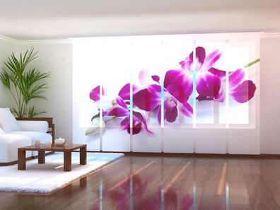 Schiebegardine "Purpurfarbene Orchidee" Flächenvorhang Gardine Vorhang mit Fotomotiv
