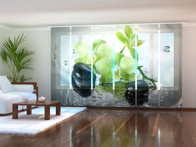 Schiebegardine "Pistazien Orchidee" Flächenvorhang Gardine Vorhang mit 3D Fotomotiv