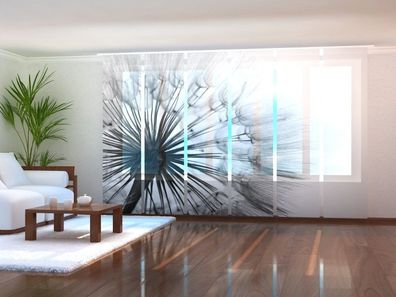 Schiebegardine "Pusteblume schwarz-weiss" Flächenvorhang Gardine mit 3D Fotomotiv