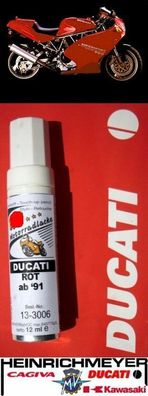 Ducati Lackstift rot ab 1991 DUCATI ROT 12ml NEU Lacquer pen Red Touch-up stick