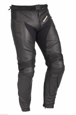 Kawasaki Lederhose Motorradhose schwarz Hose Leder NEU Leather Trousers