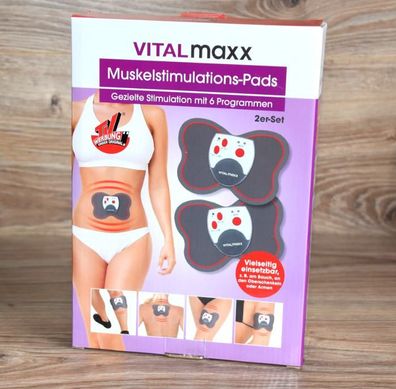 2er Set Muskelstimulations-Pads Schmertztherappie 6 Programme Vitalmaxx NEU