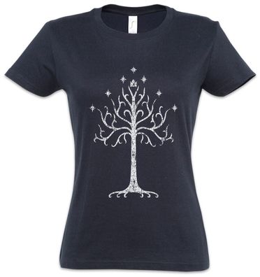 White Tree Damen T-Shirt Herr der Gondor Symbol Ringe Minas Tirith Weißer Baum