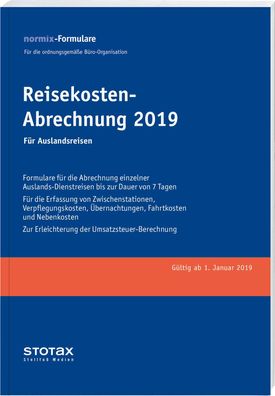 Reisekosten-Abrechnungen 2019, Auslandsreisen, Formularblock, Stollfu?