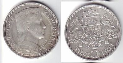 5 Lati Silber Münze Lettland 1929
