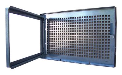 Stahlkellerfenster 1-flüglig festes Gitter 40 x 30 cm braun RAL 8017